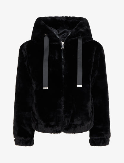 Blouson ample en fourrure synthétique - Noir - 1