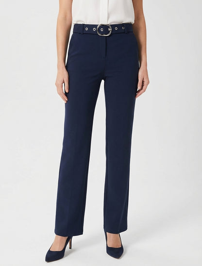 Pantalón recto con cinturón - Marine