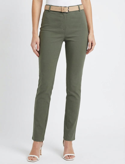 Pantalón recto liso - Caqui