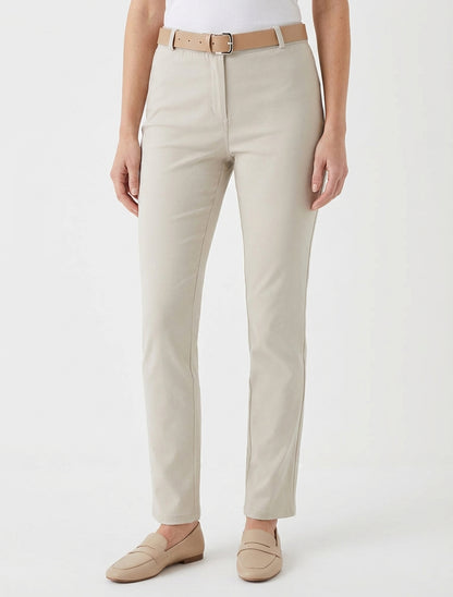 Pantalón recto liso - Beis