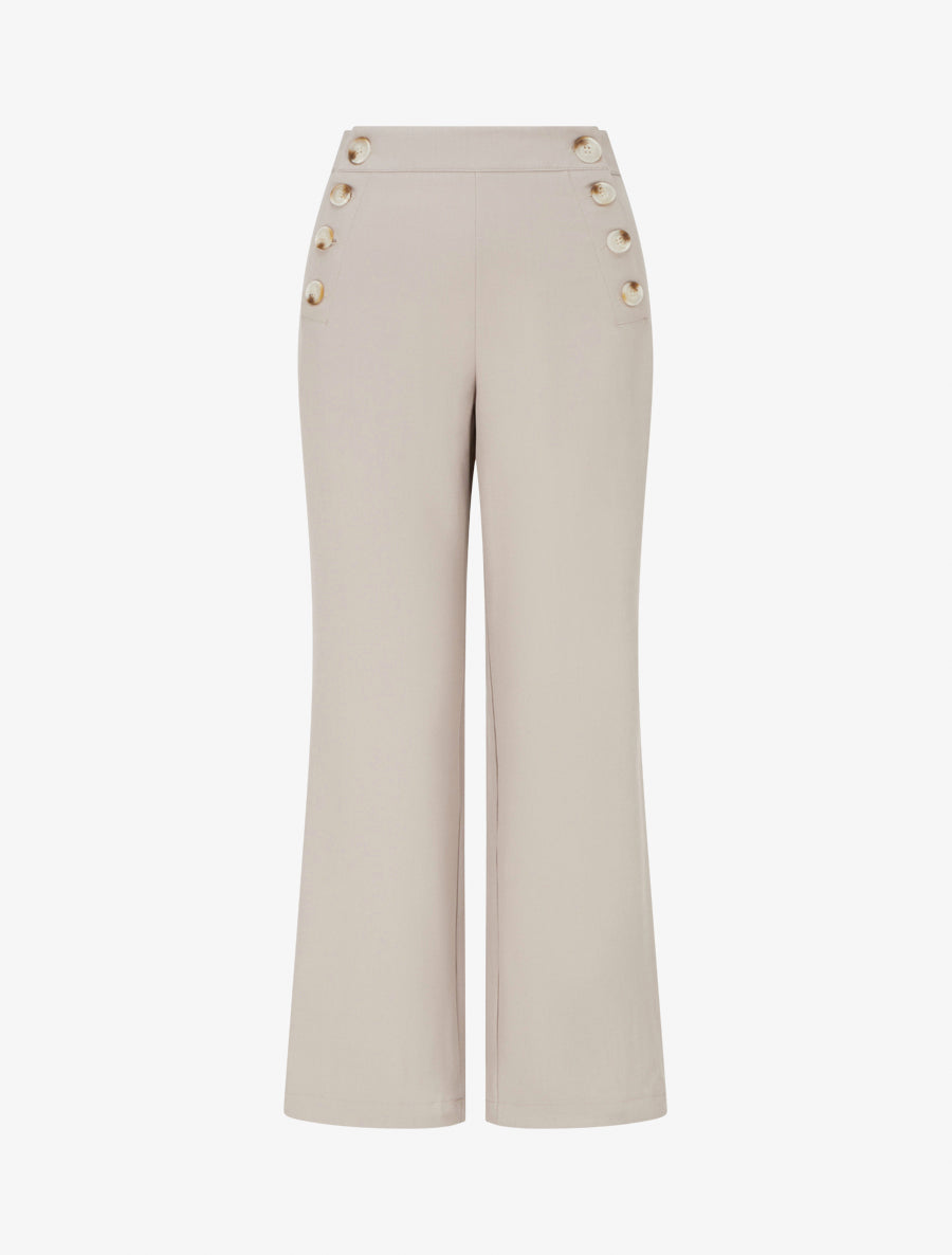 Pantalon droit à fermeture boutonnée sur les côtés - Taupe - 1