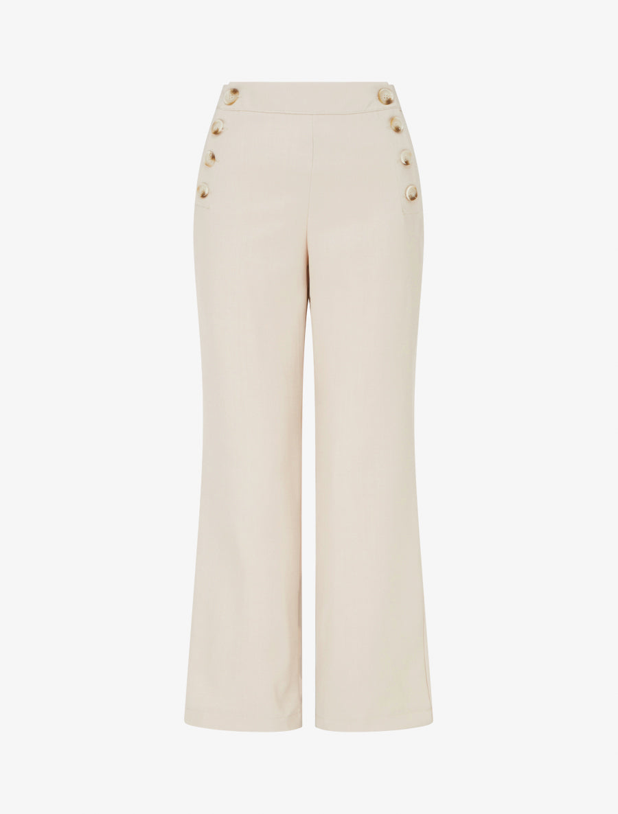 Pantalon droit à fermeture boutonnée sur les côtés - Beige - 1
