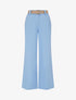Pantalon droit uni élastiqué - Bleu ciel - 1