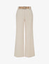 Pantalon droit uni élastiqué - Beige - 1