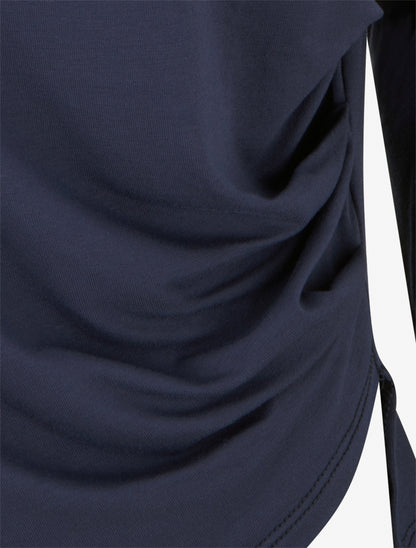 Top uni asymétrique à col rond - Marine - 3