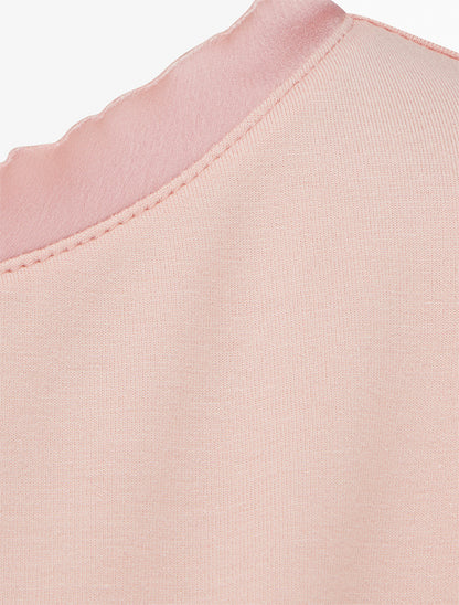 Top uni à empiècement en satin - Rose - 3