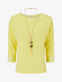 Top uni à empiècement en satin - Jaune citron - 1