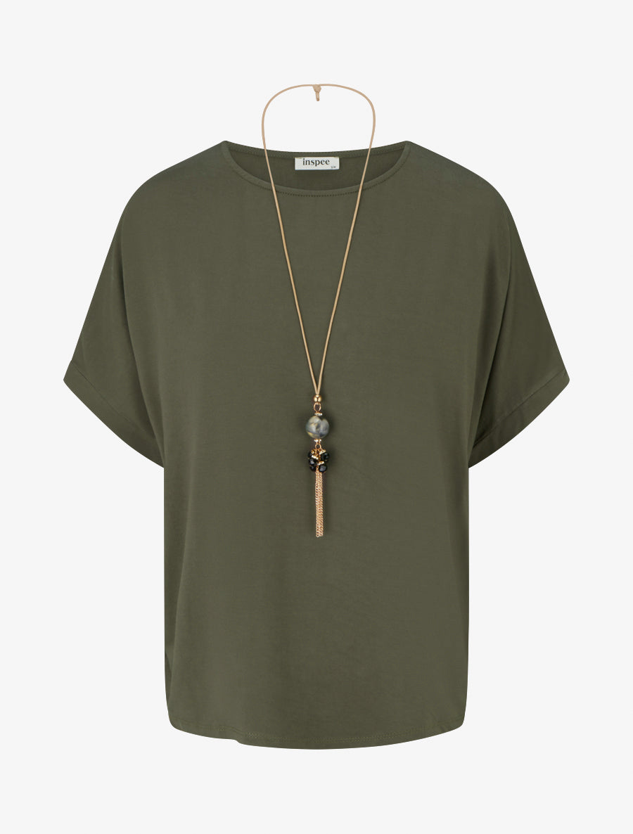 Top uni à manches courtes - Kaki - 1