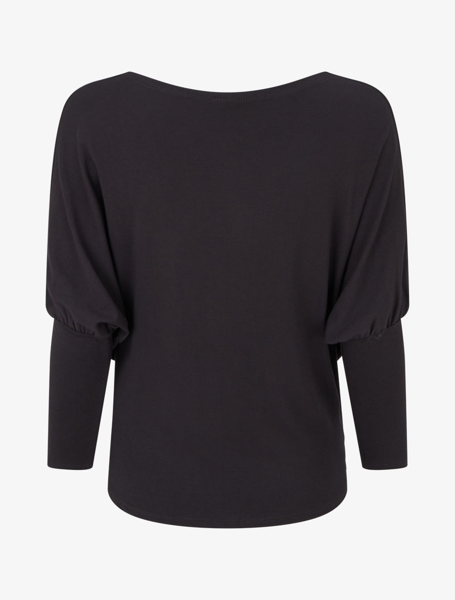 Top fluide à manches 3/4 chauve-souris - Noir - 2