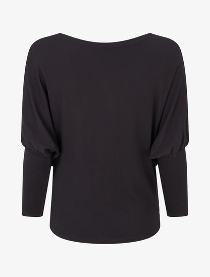 Top fluide à manches 3/4 chauve-souris - Noir - 2
