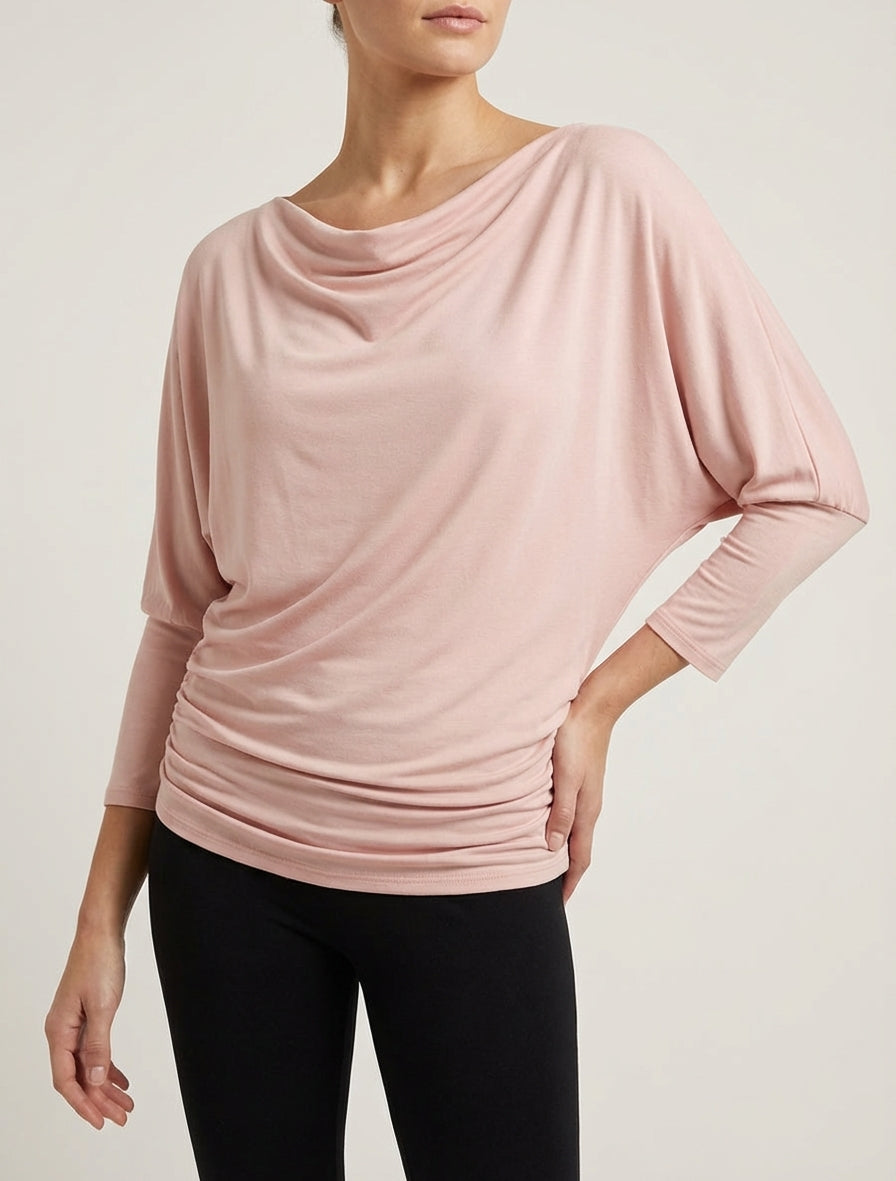 Top fluido con mangas 3/4 murciélago - Rosa