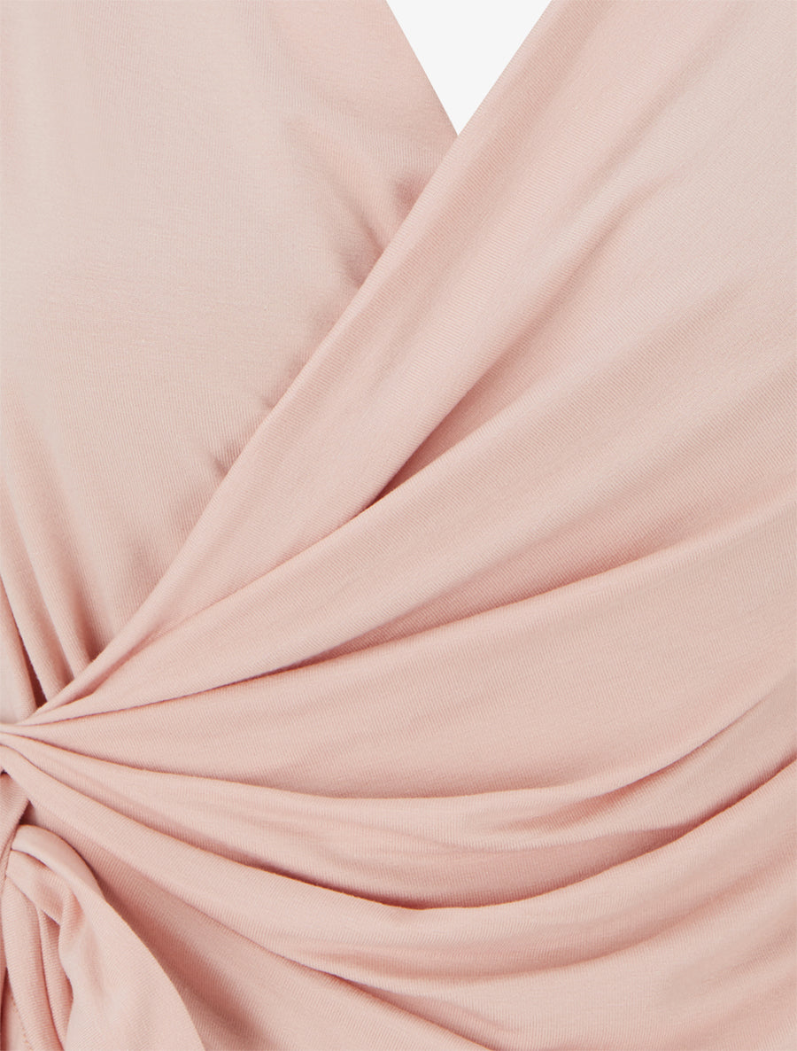 Top uni à col cache-coeur - Rose - 3