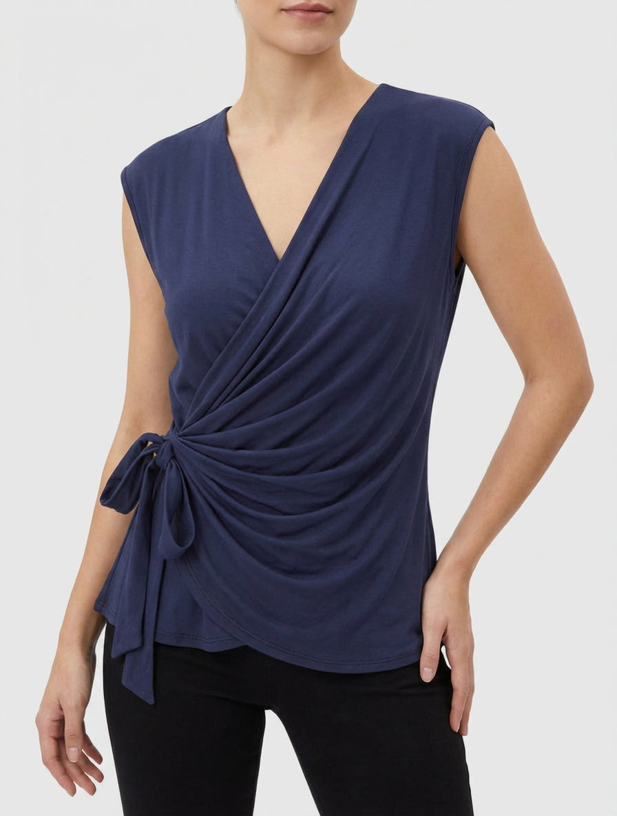 Top sin mangas con cuello cruzado - Marine