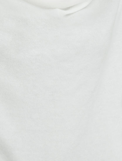 Pull fin uni à empiècement dentelle au dos - Blanc - 3