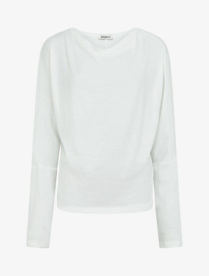 Pull fin uni à col bénitier - Blanc - 1