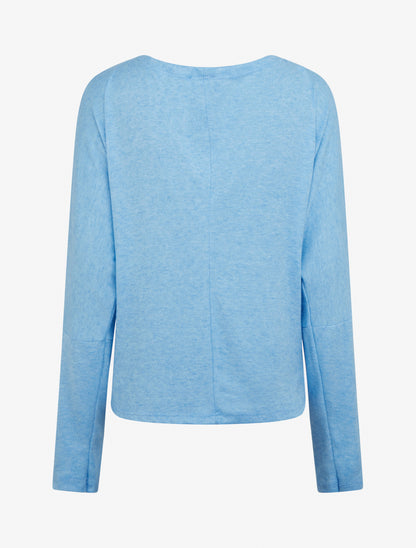 Pull fin uni à col bénitier - Bleu ciel - 2