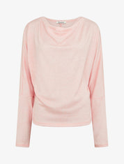 Pull fin uni à col bénitier - Rose - 1