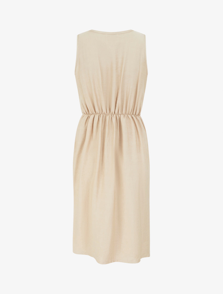 Robe longue unie à chaînette - Beige - 2