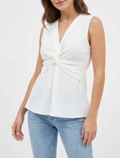 Top sin mangas efecto trenzado - Blanco