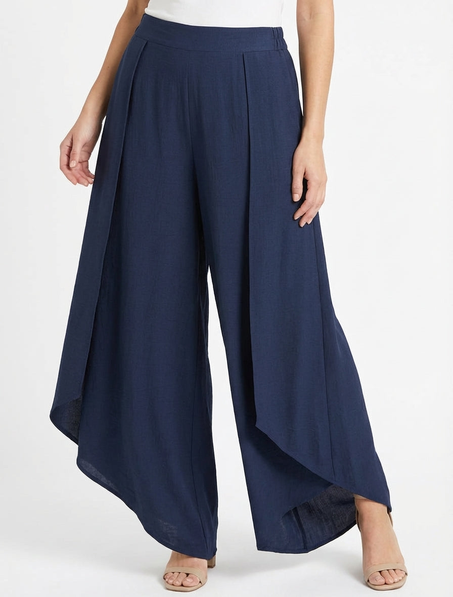 Pantalón holgado con bordes asimétricos - Marine