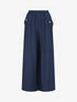 Pantalon ample uni à boutons décoratifs - Marine - 1