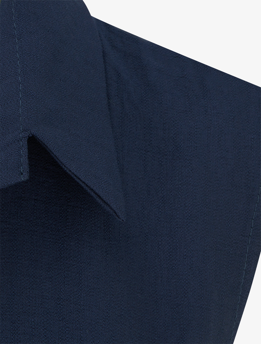 Robe chemise sans manches à liens à nouer - Marine - 3