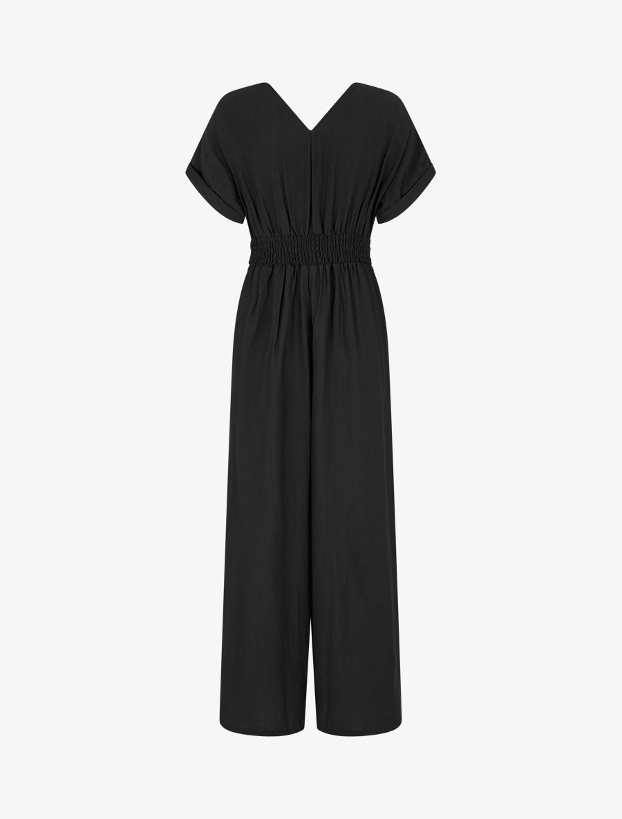 Combinaison unie à manches courtes - Noir - 2