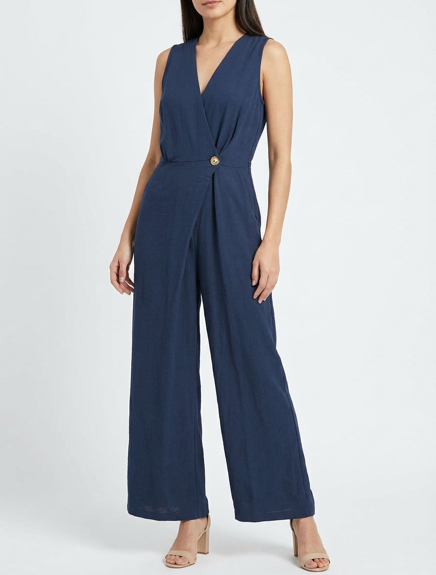 Mono liso con cuello cruzado - Marine