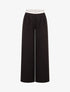 Pantalon wide leg à taille contrastante - Noir - 1