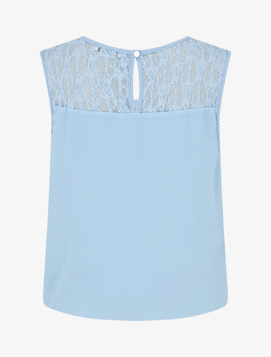 Top boule sans manches à dentelle - Bleu ciel - 2