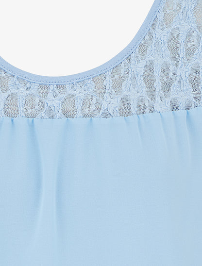 Top boule sans manches à dentelle - Bleu ciel - 3