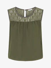 Top boule sans manches à dentelle - Kaki - 1