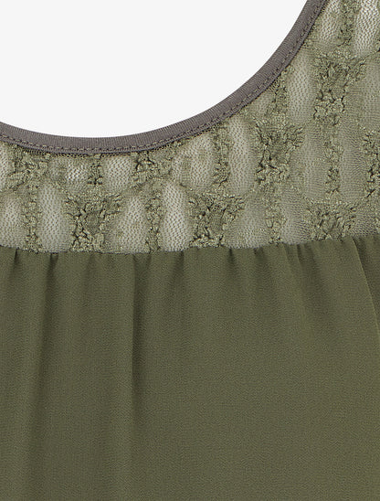 Top boule sans manches à dentelle - Kaki - 3
