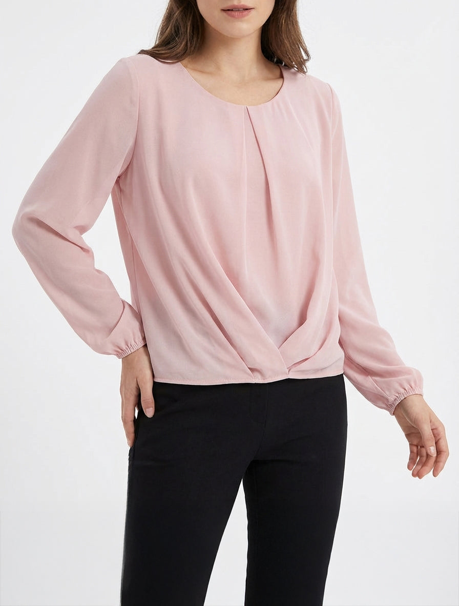 Blusa de gasa con efecto drapeado - Rosa