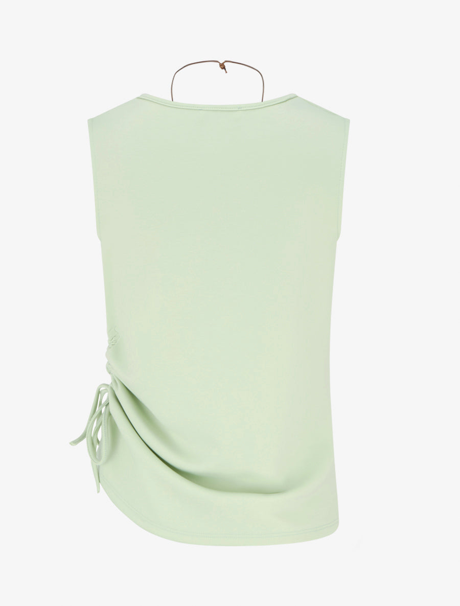 Top froncé sans manches à col rond - Vert pomme - 2