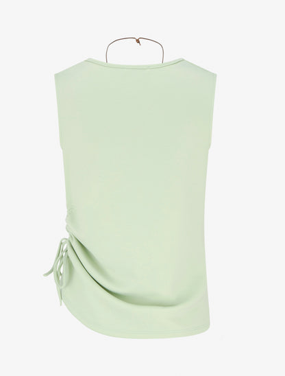 Top froncé sans manches à col rond - Vert pomme - 2
