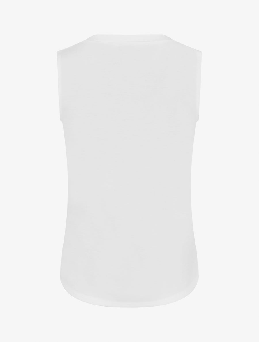 Top sans manches effet drapé et boutons - Blanc - 2