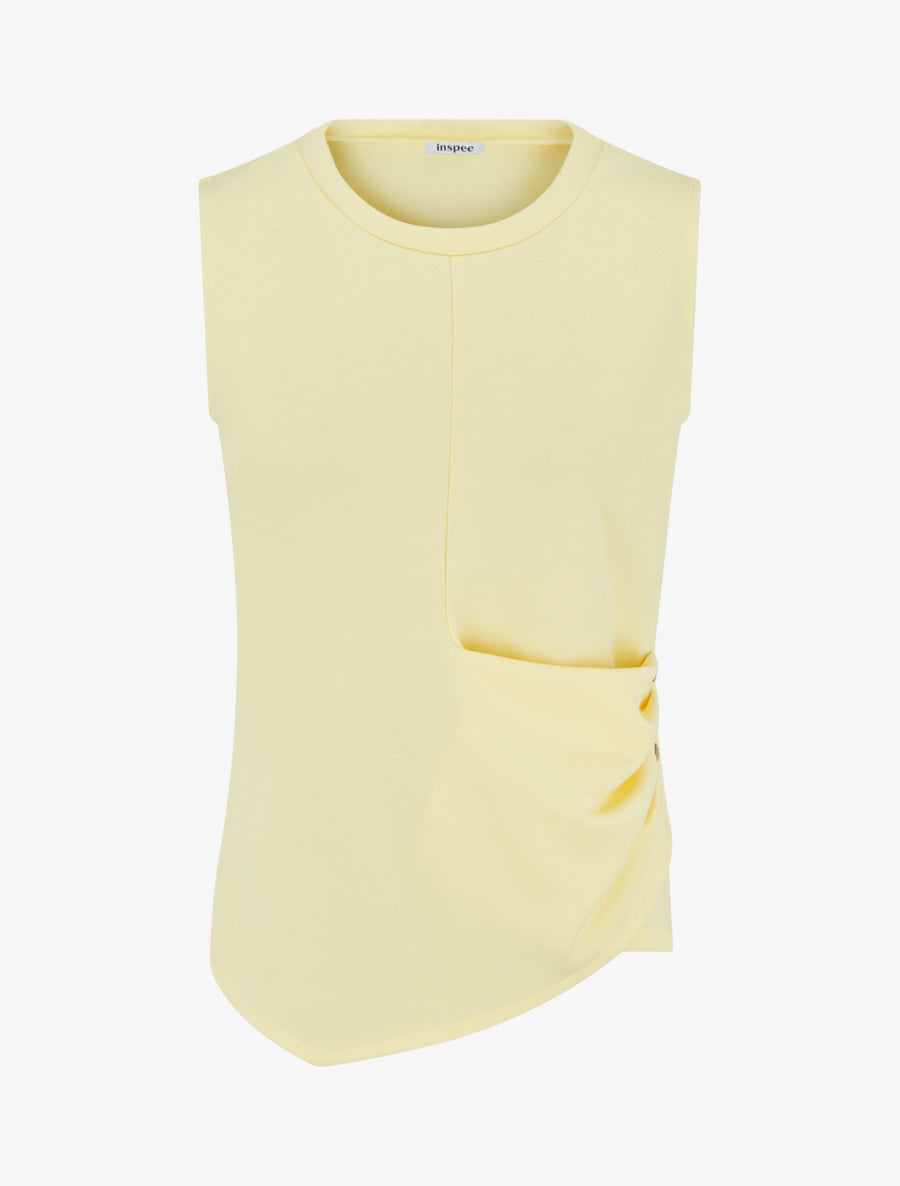 Top sans manches effet drapé et boutons - Jaune - 1