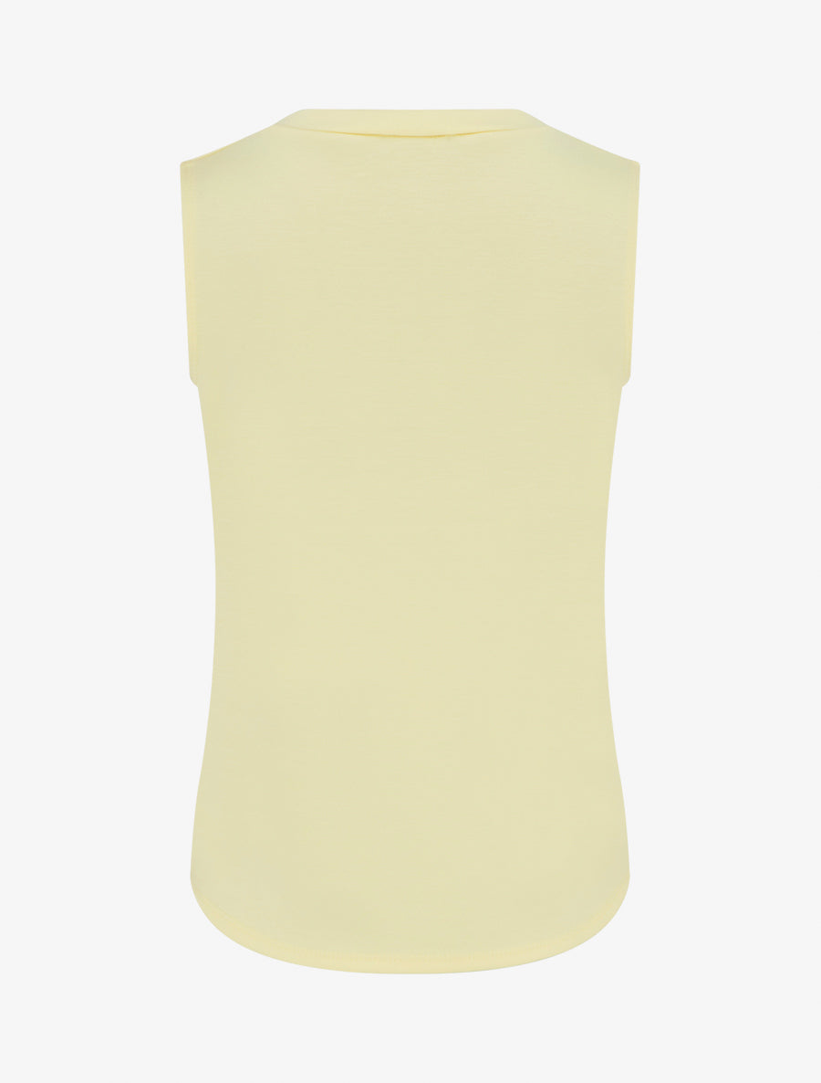 Top sans manches effet drapé et boutons - Jaune - 2