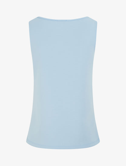 Top sans manches à col bénitier et bijou - Bleu ciel - 2