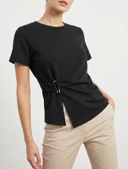 Top de mangas cortas con hebilla - Negro