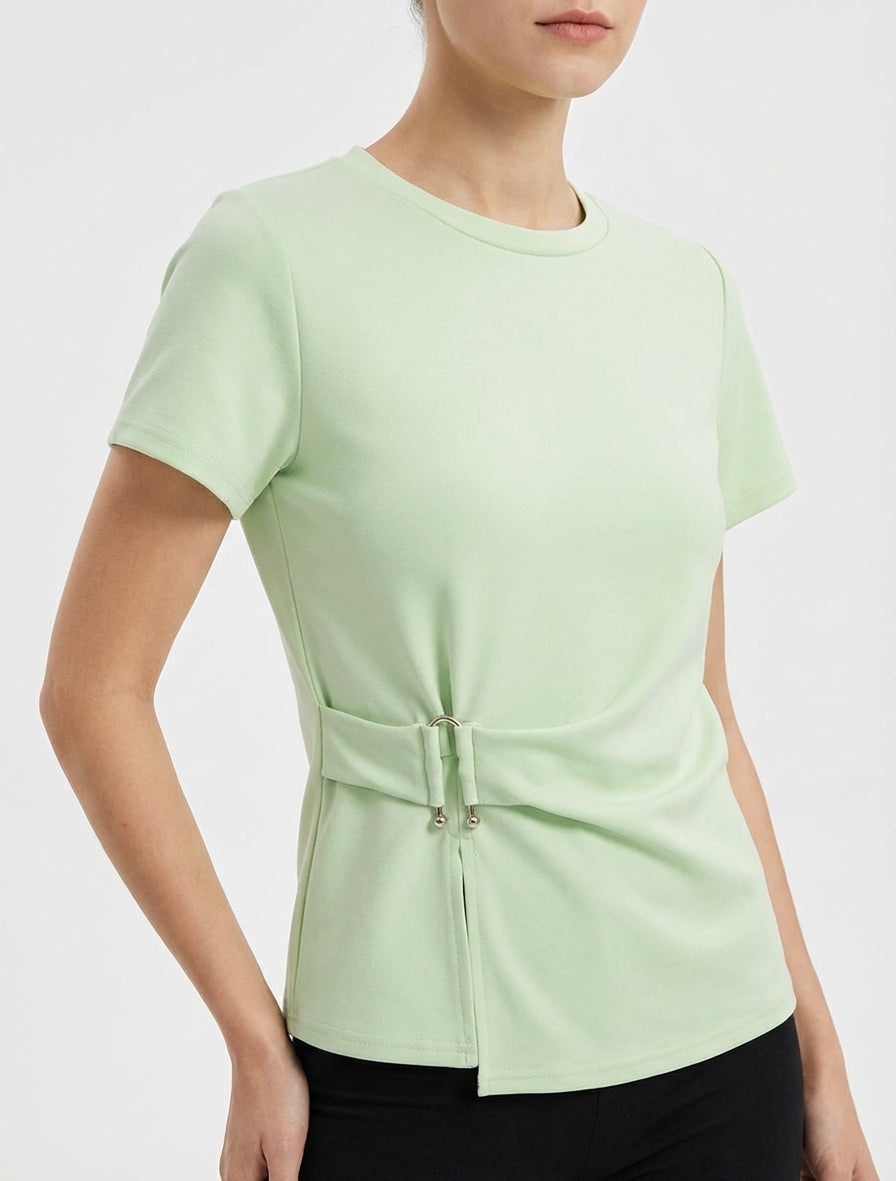 Top de mangas cortas con hebilla - Verde manzana