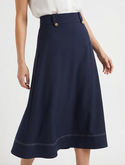 Falda midi con botones decorativos - Marine