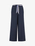 Pantalon ample uni et ceinturé - Marine - 1