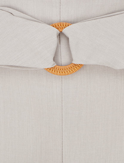 Pantalon ample à taille haute à boucle fantaisie - Beige - 3