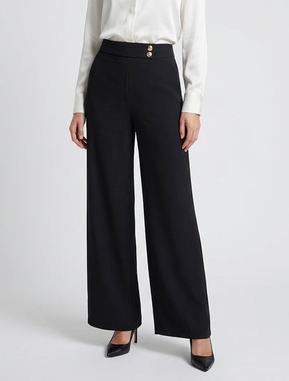 Pantalón holgado con correa y botones - Negro