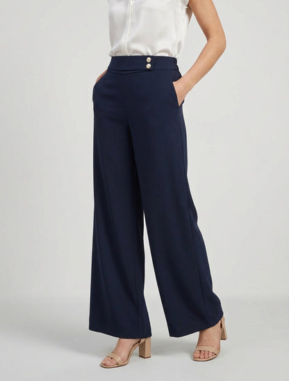 Pantalón holgado con correa y botones - Marine