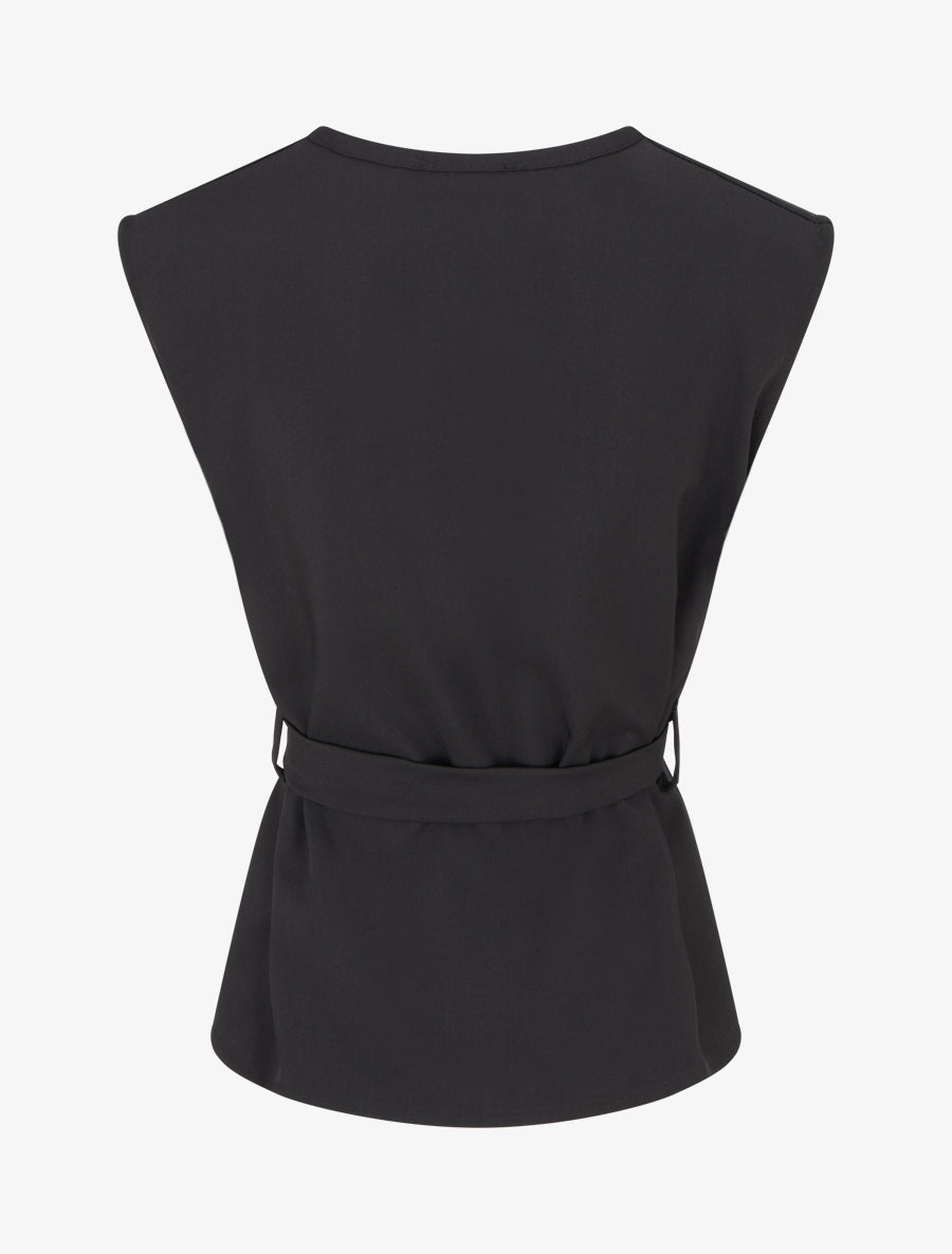 Top boutonné sans manches - Noir - 2