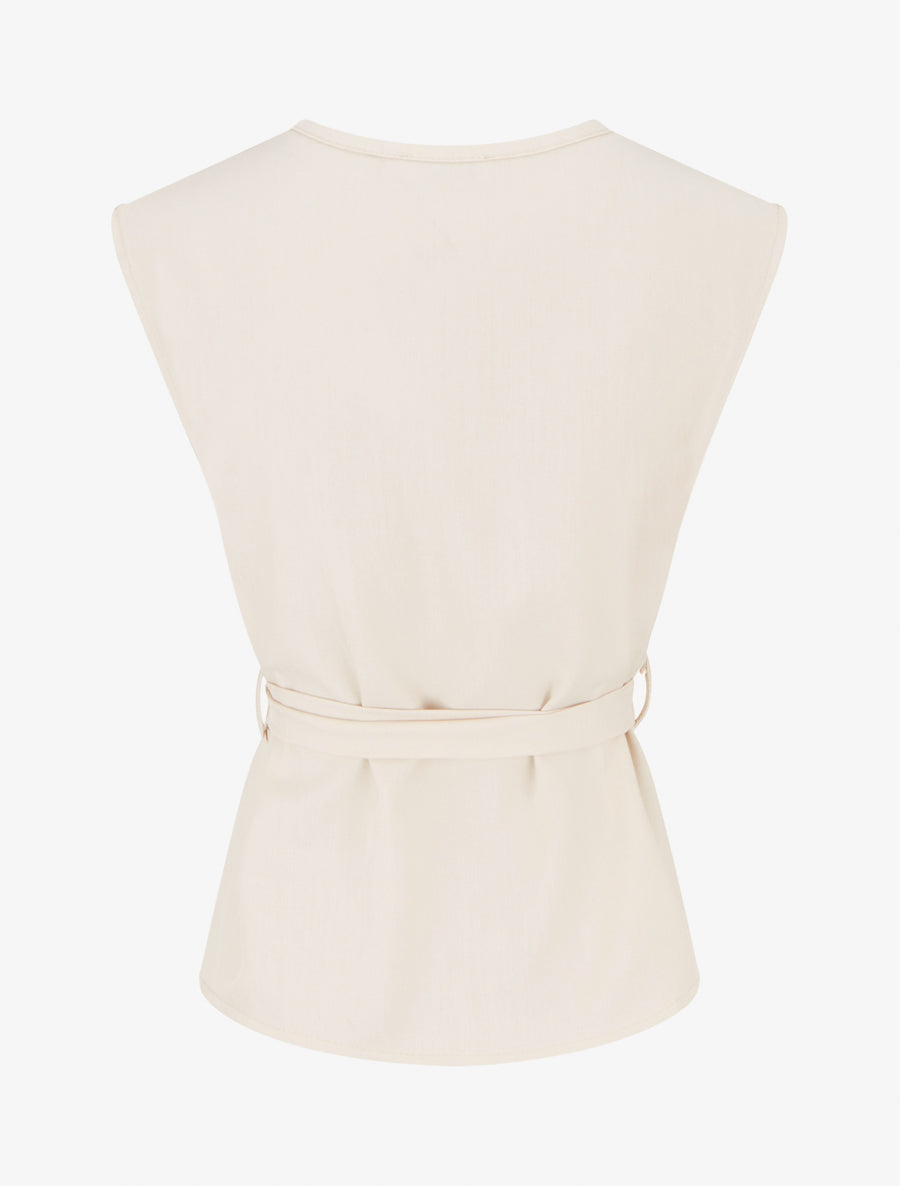 Top boutonné sans manches - Beige - 2