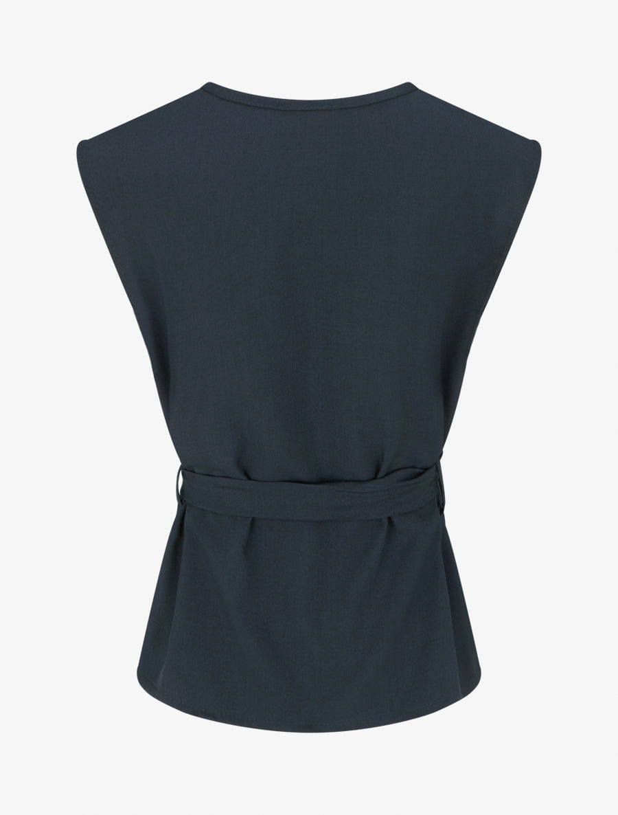 Top boutonné sans manches - Marine - 2